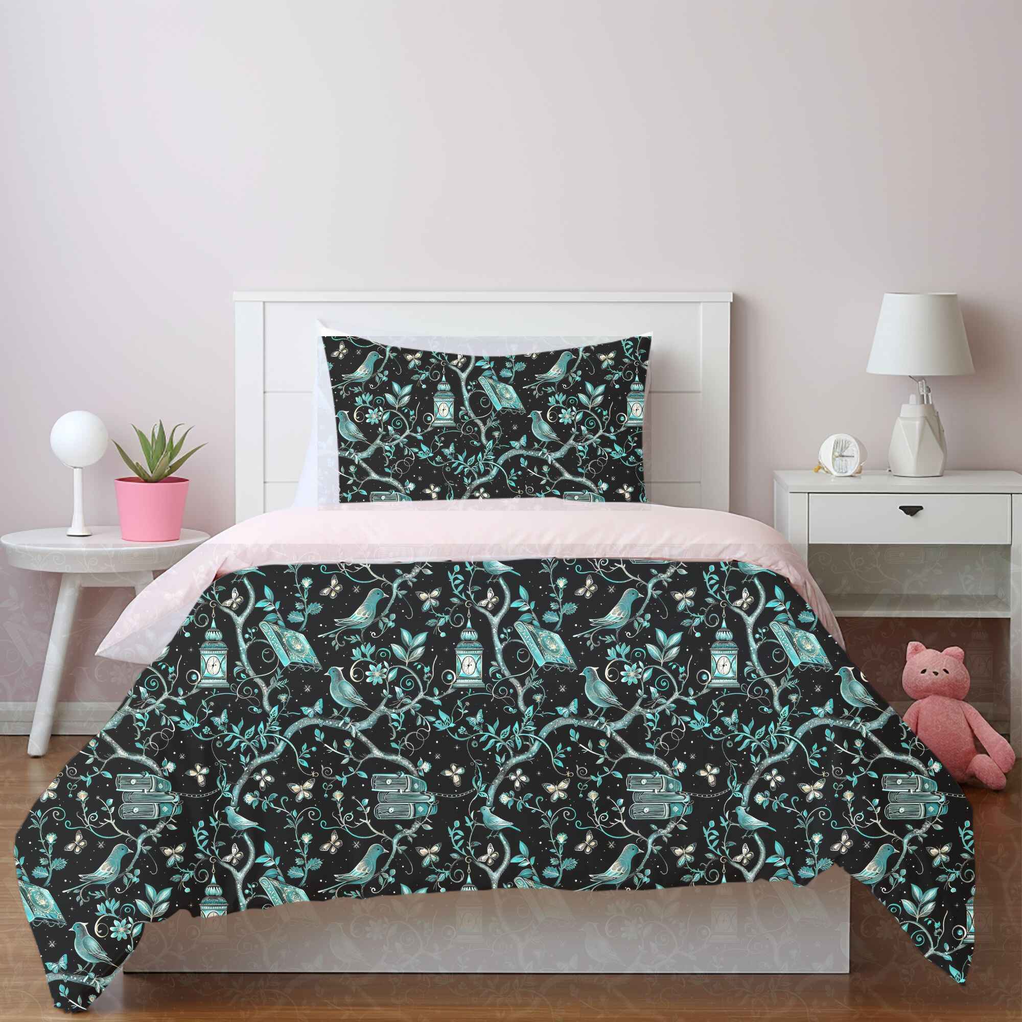 Midnight Fairy Tale Duvet Cover: Art Nouveau Bedding