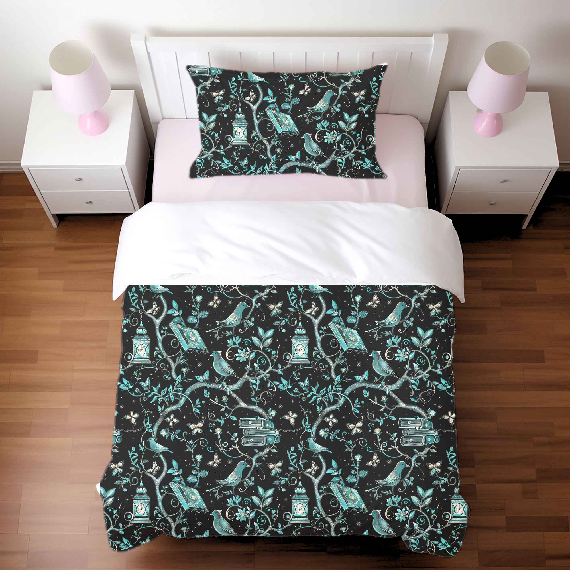 Midnight Fairy Tale Duvet Cover: Art Nouveau Bedding