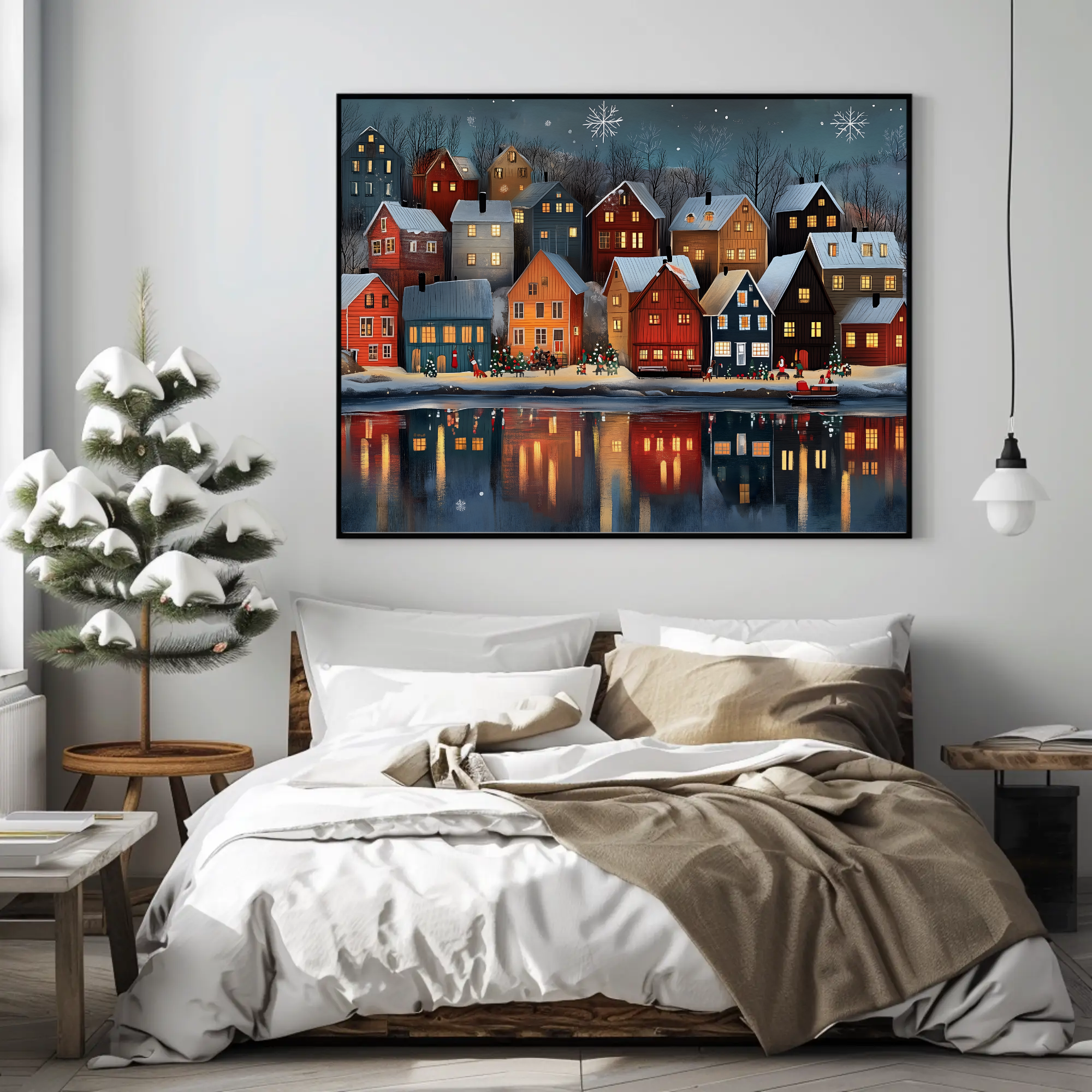 Norwegian Holiday Night Wall Art, Christmas Decor