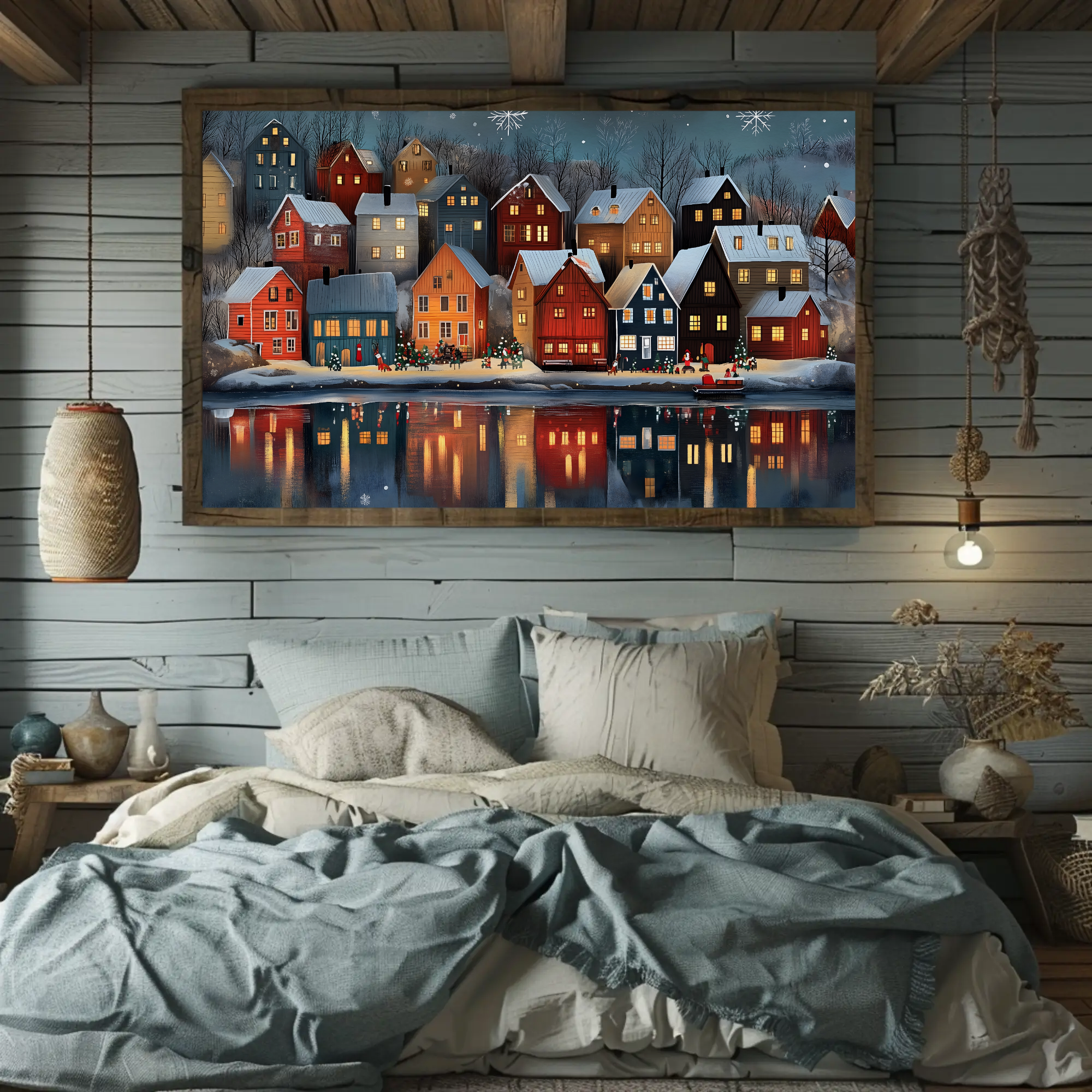 Norwegian Holiday Night Wall Art, Christmas Decor