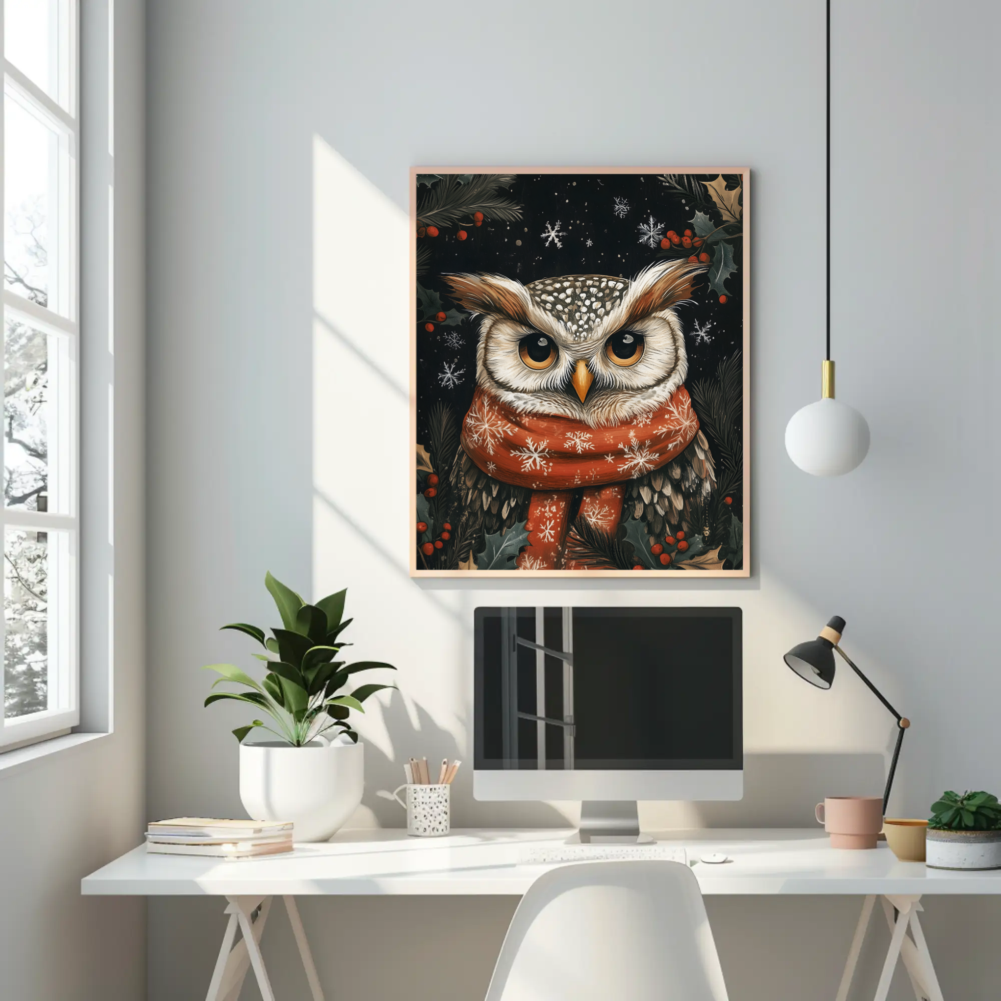 Owl's Winter Tale Wall Art: Animal Holiday Decor