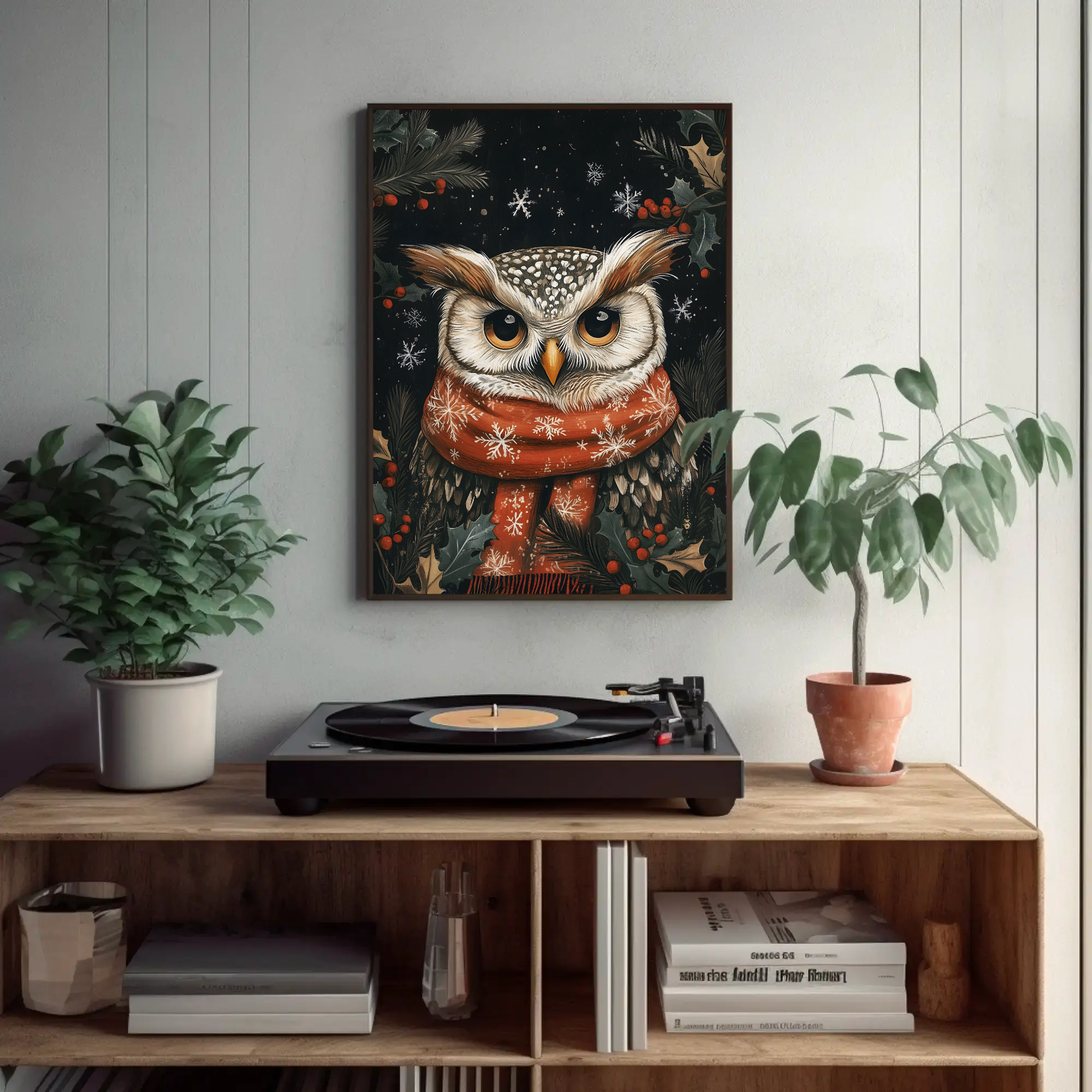 Owl's Winter Tale Wall Art: Animal Holiday Decor