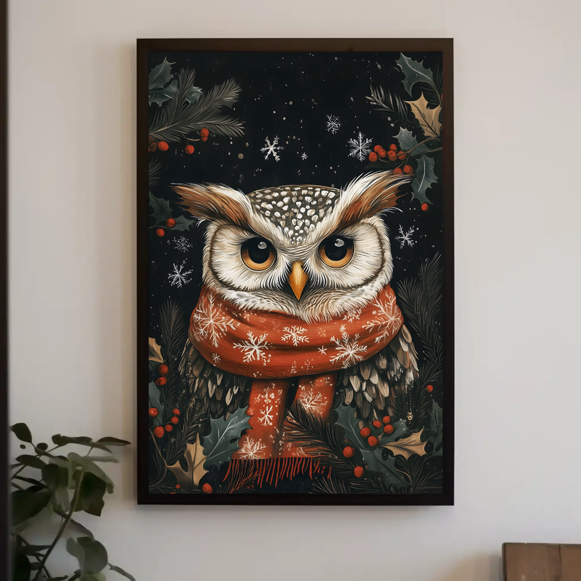 Owl's Winter Tale Wall Art: Animal Holiday Decor