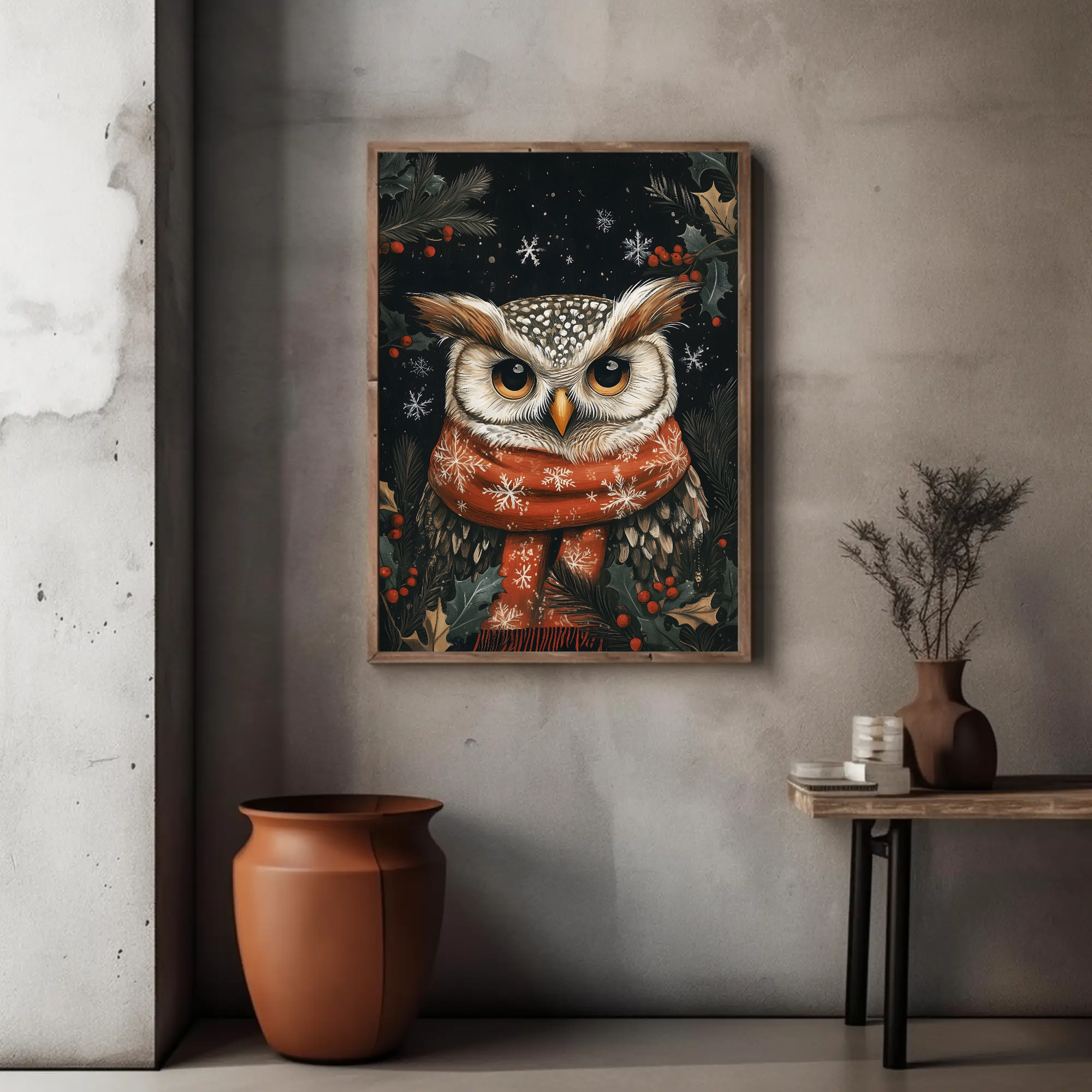 Owl's Winter Tale Wall Art: Animal Holiday Decor