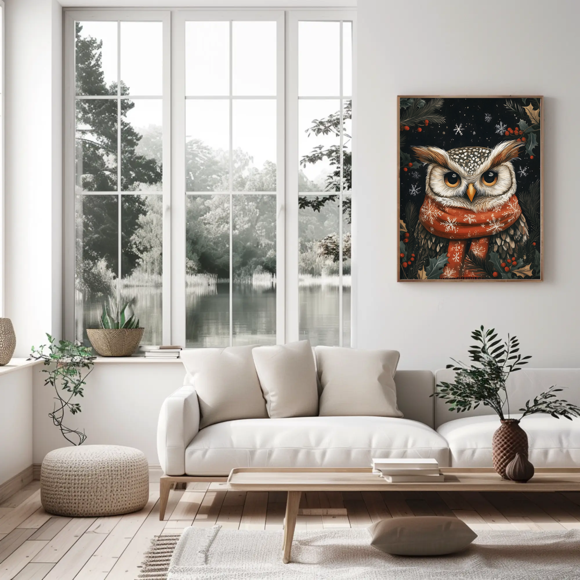 Owl's Winter Tale Wall Art: Animal Holiday Decor