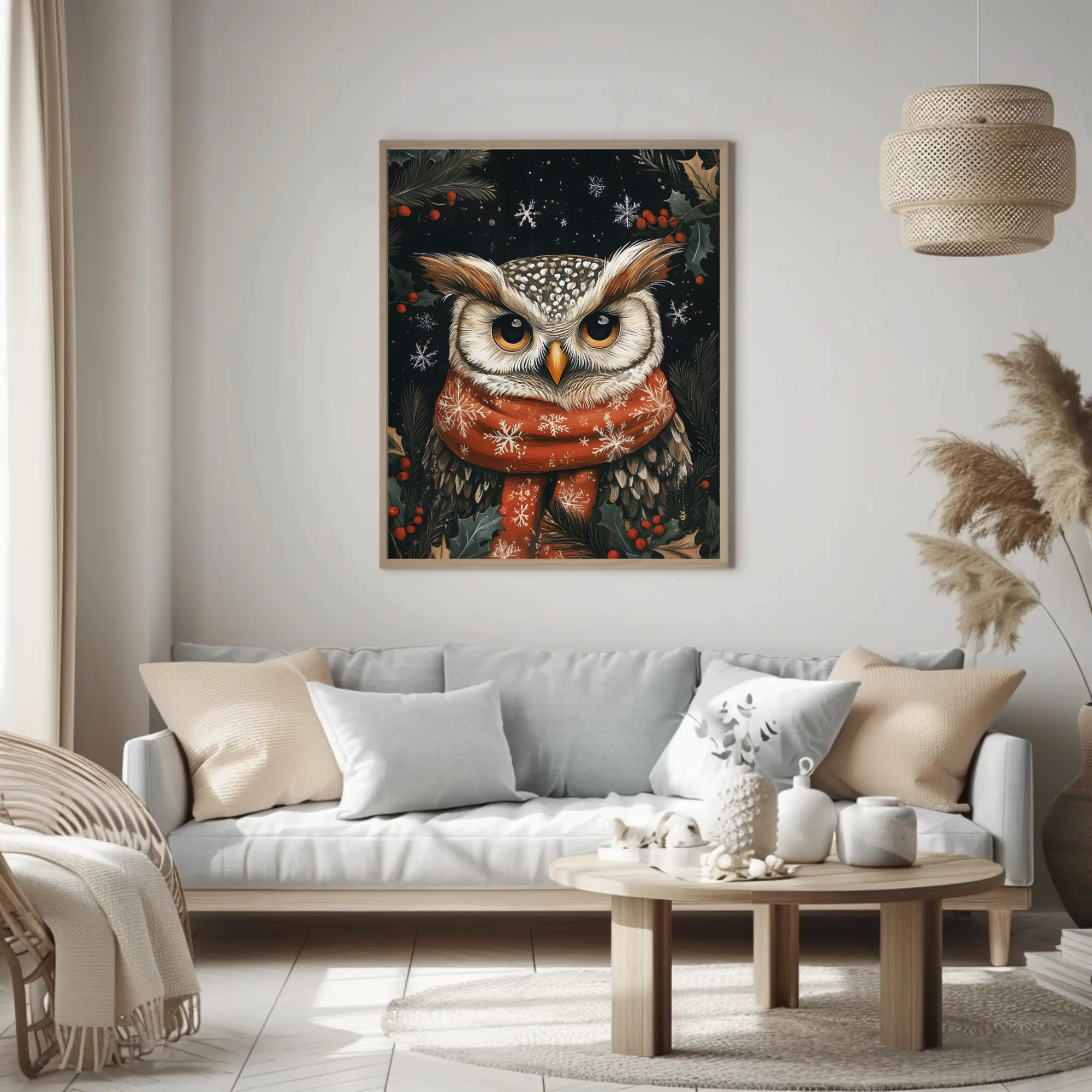 Owl's Winter Tale Wall Art: Animal Holiday Decor