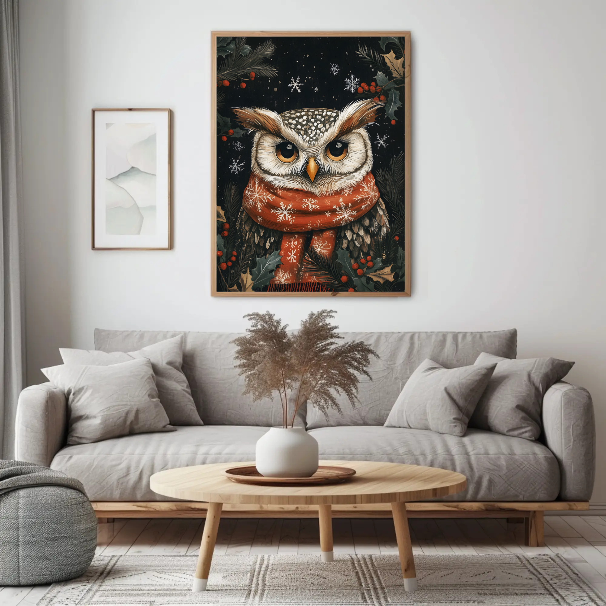 Owl's Winter Tale Wall Art: Animal Holiday Decor