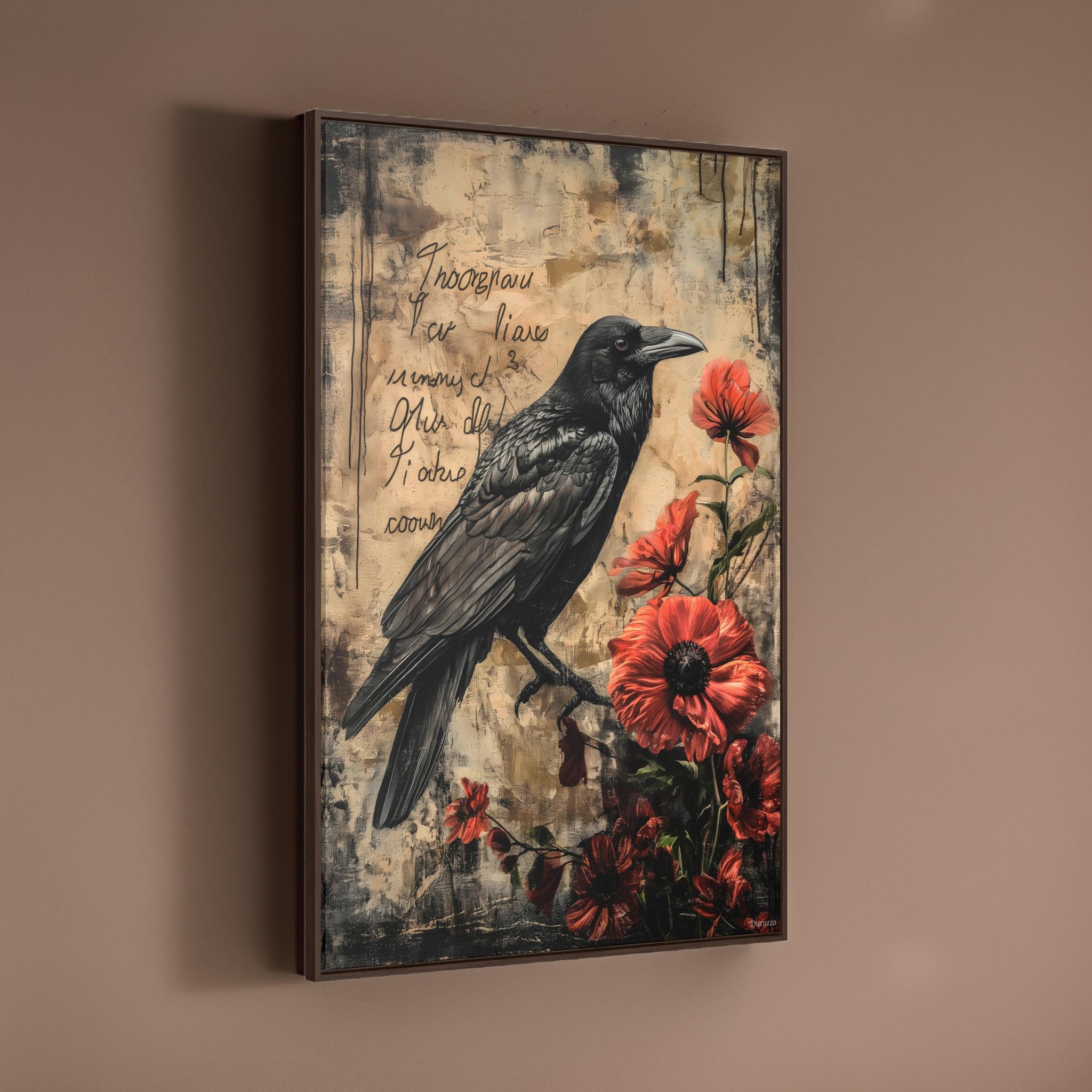 A Poetic Raven Art Piece: Gothic Wall Art