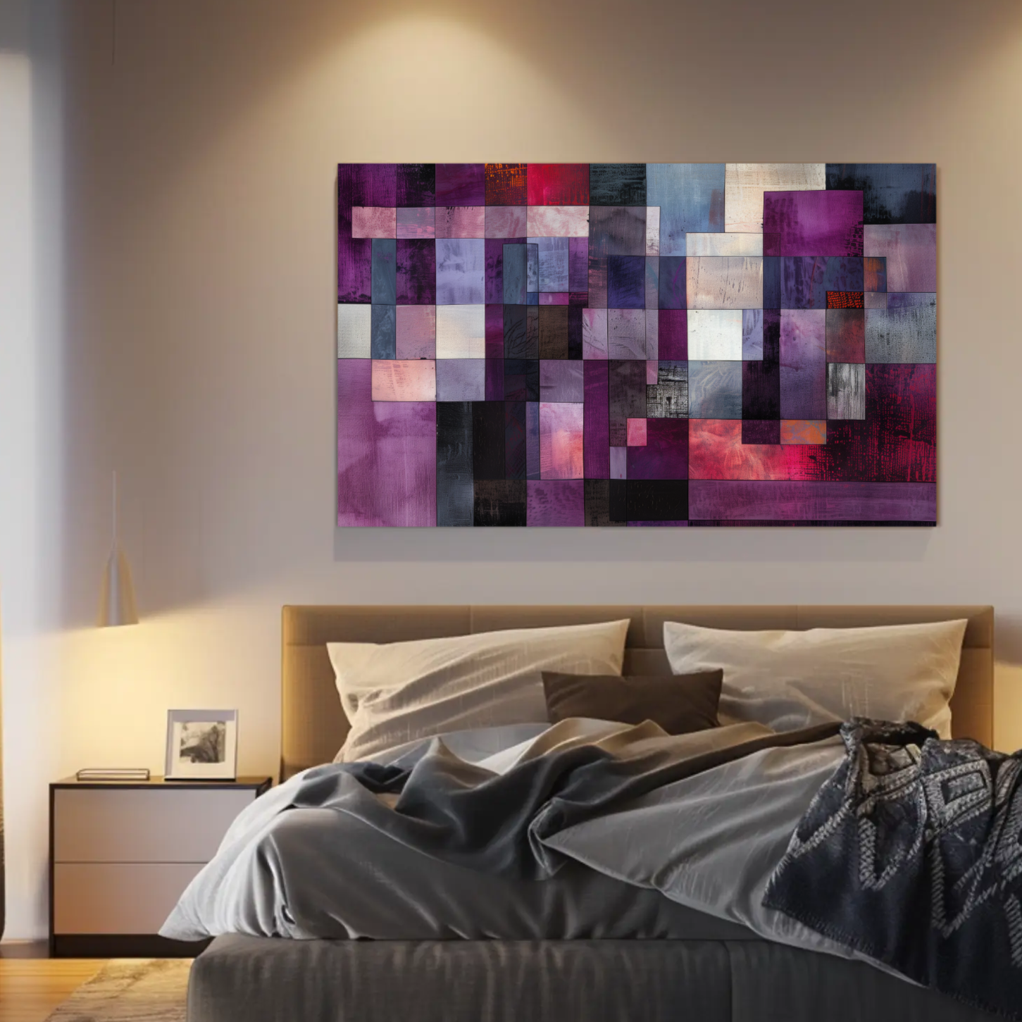 Purple Delight Wall Art: Geometric Abstract Art