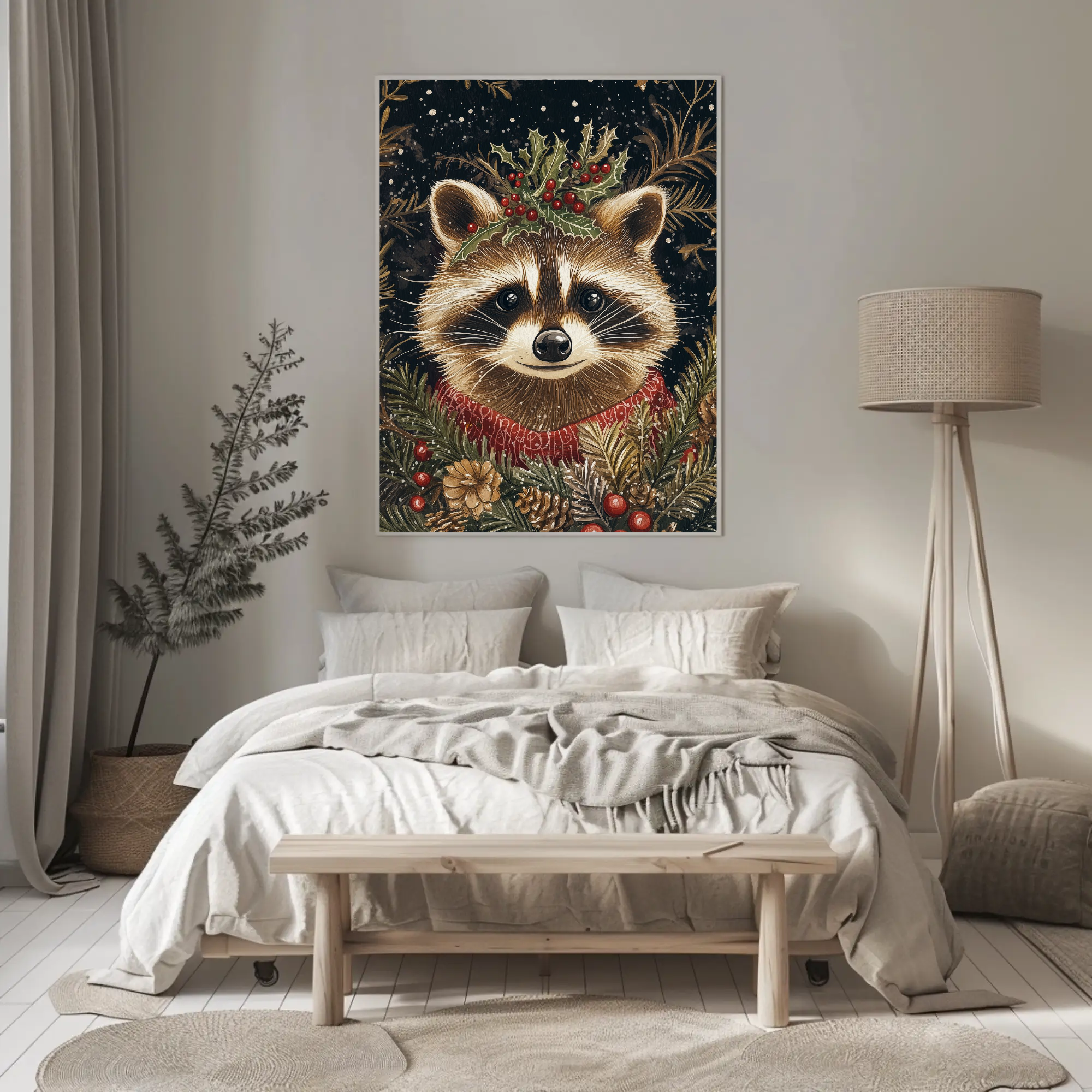 Raccoon Winter's Tale Wall Art: Animal Holiday Decor