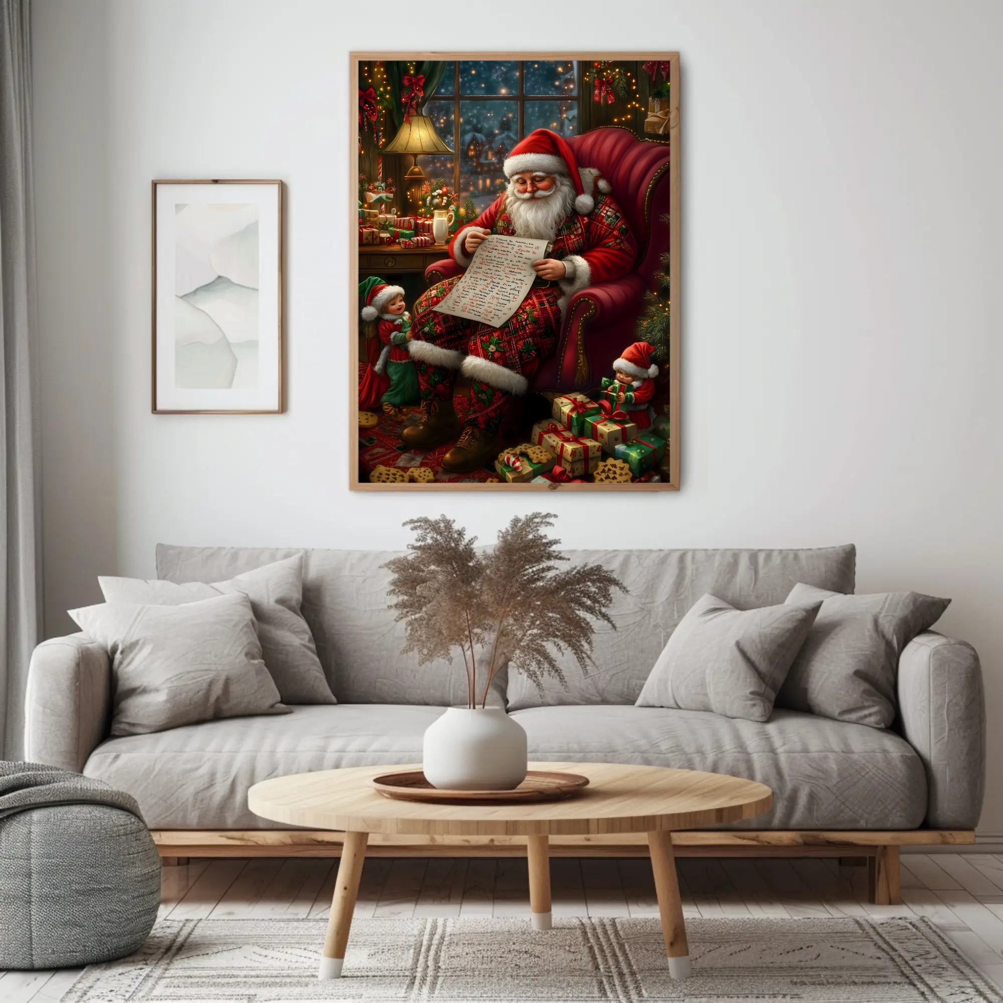 Reading Santa's List Wall Art: Christmas Wall Decor