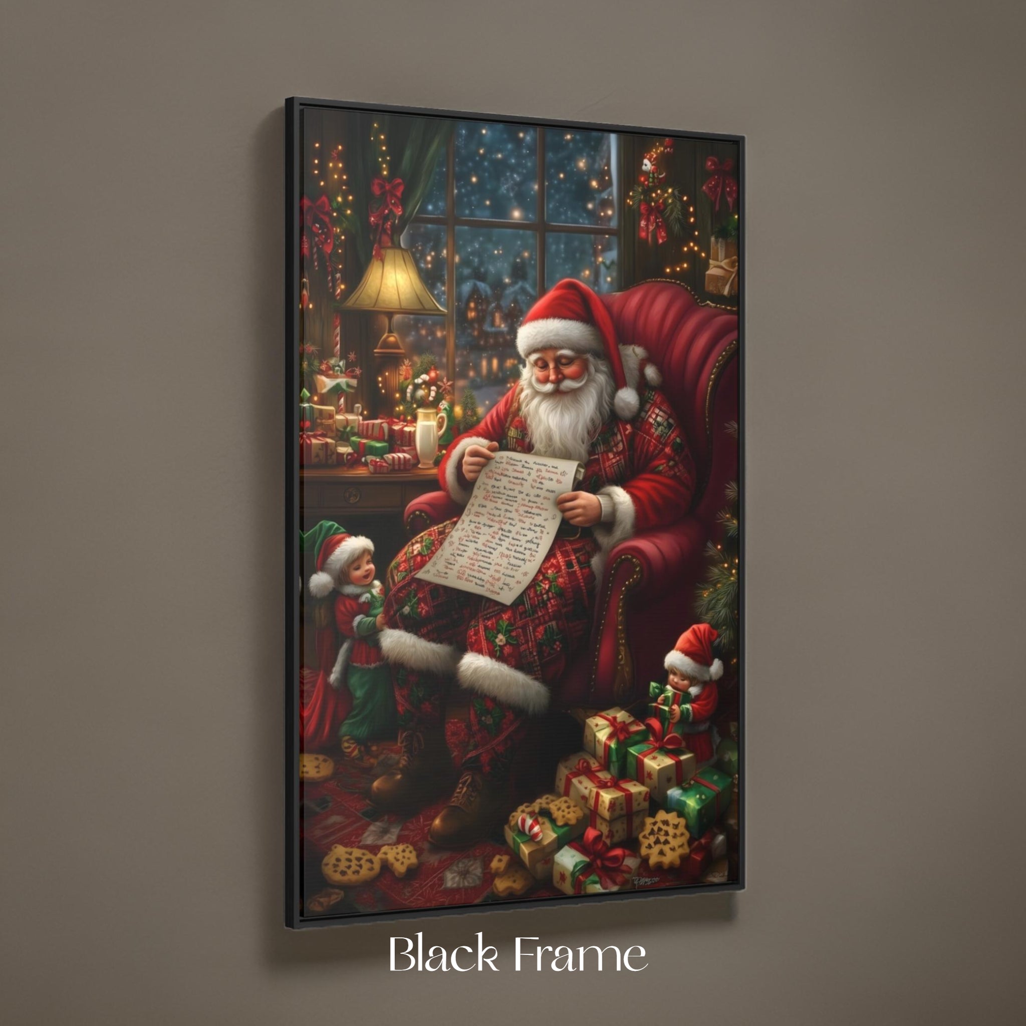 Reading Santa's List Wall Art: Christmas Wall Decor