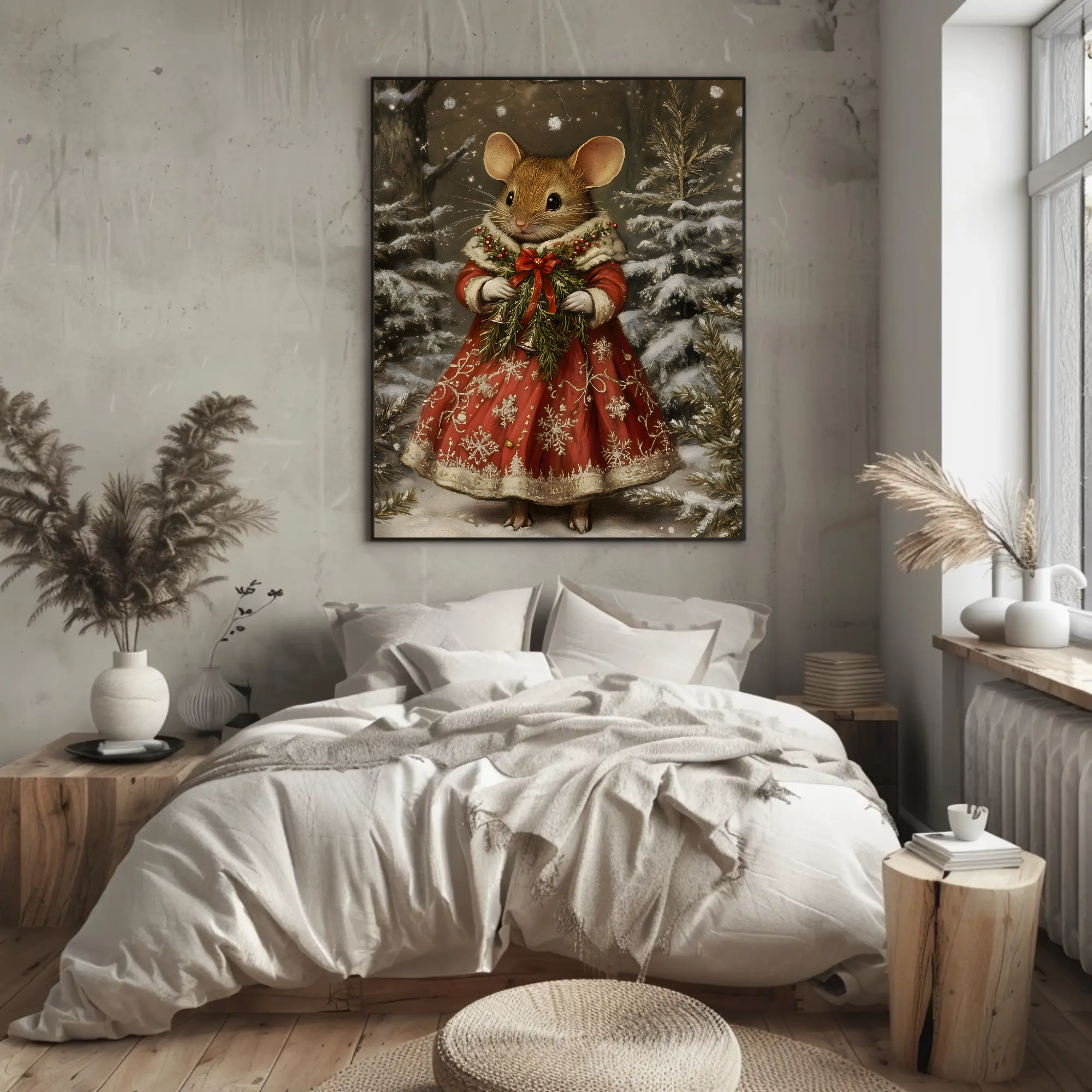 Ruby Mouse Wall Art: Victorian Holiday Decor