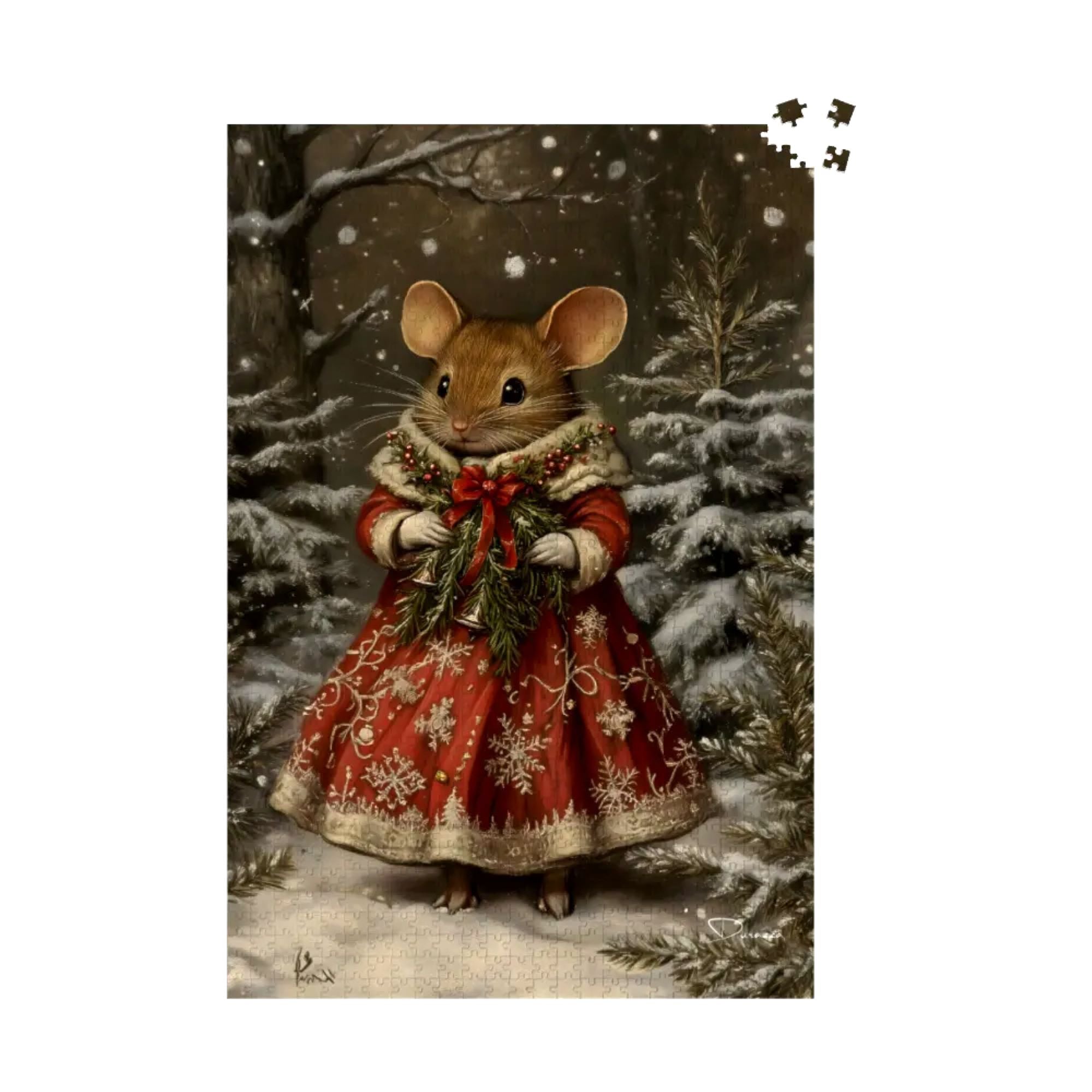 Ruby Christmas Mouse Jigsaw Puzzle 500 or 1000 Piece