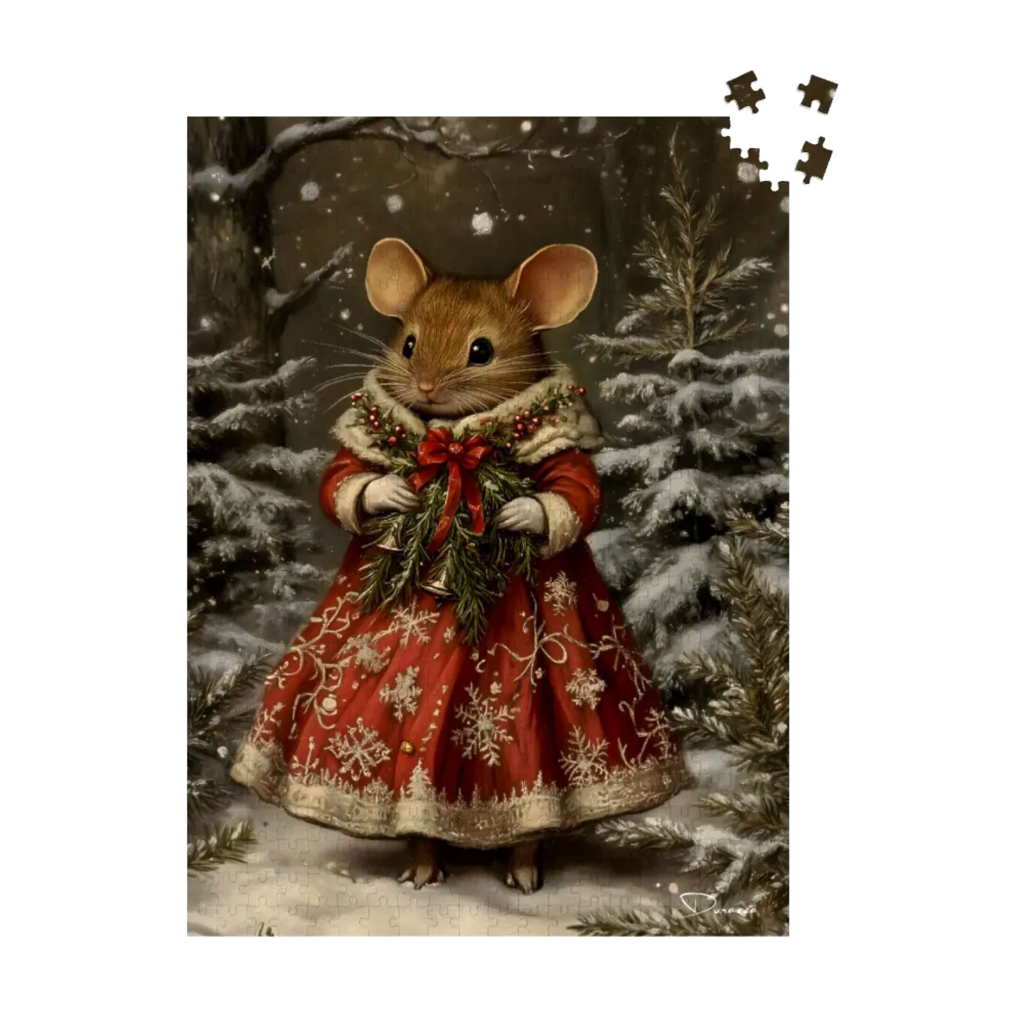 Ruby Christmas Mouse Jigsaw Puzzle 500 or 1000 Piece