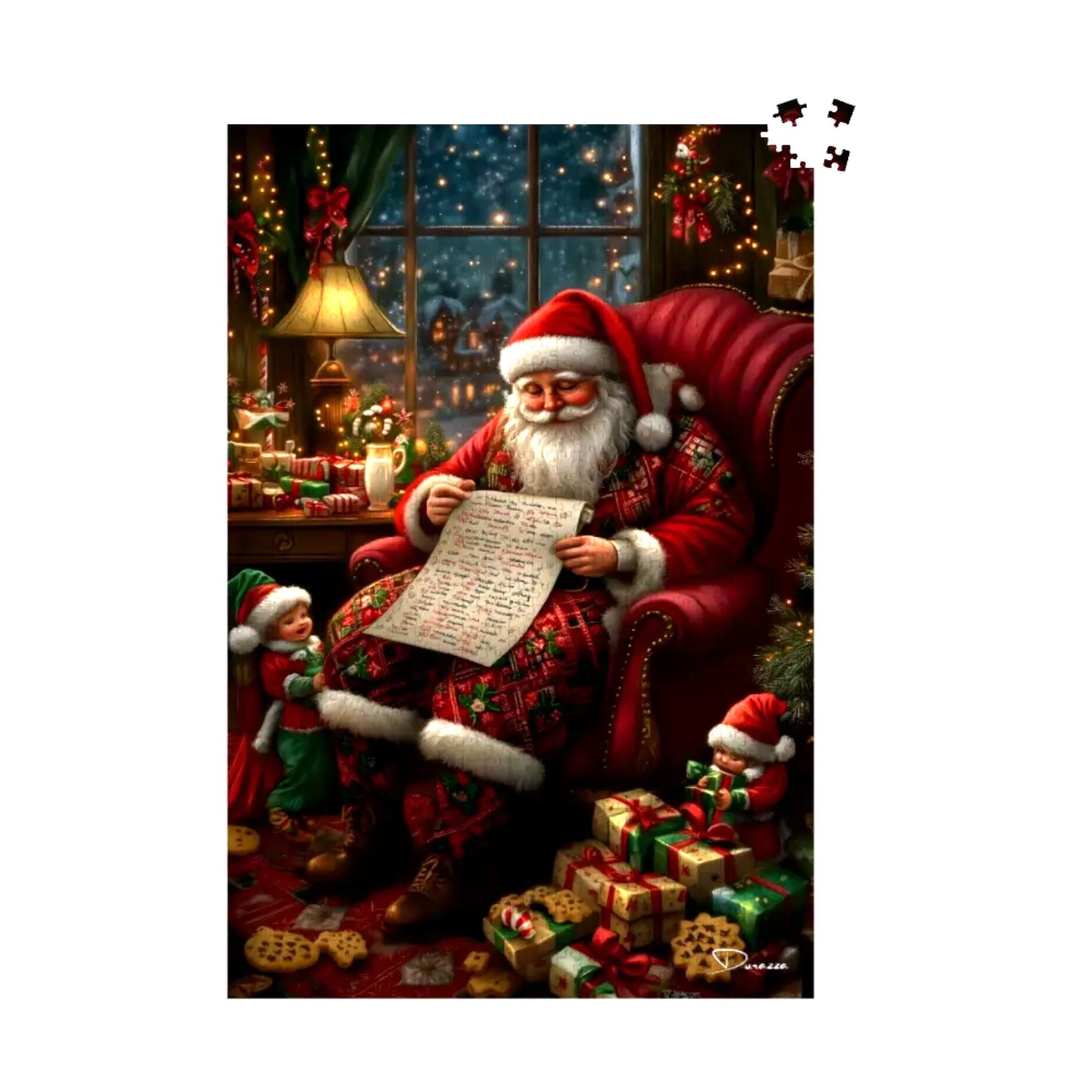 Santa's Reading List Jigsaw Puzzle 500 or 1000 Piece