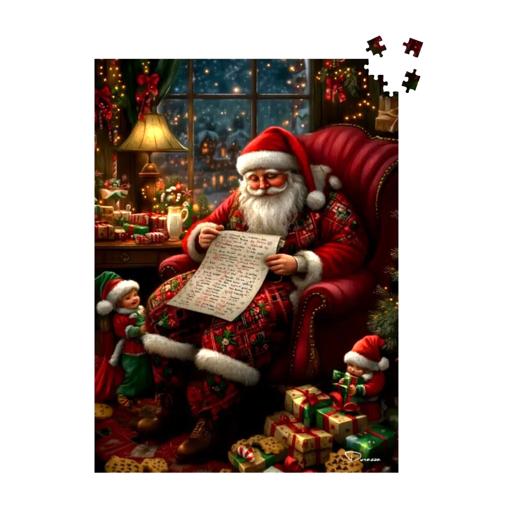 Santa's Reading List Jigsaw Puzzle 500 or 1000 Piece