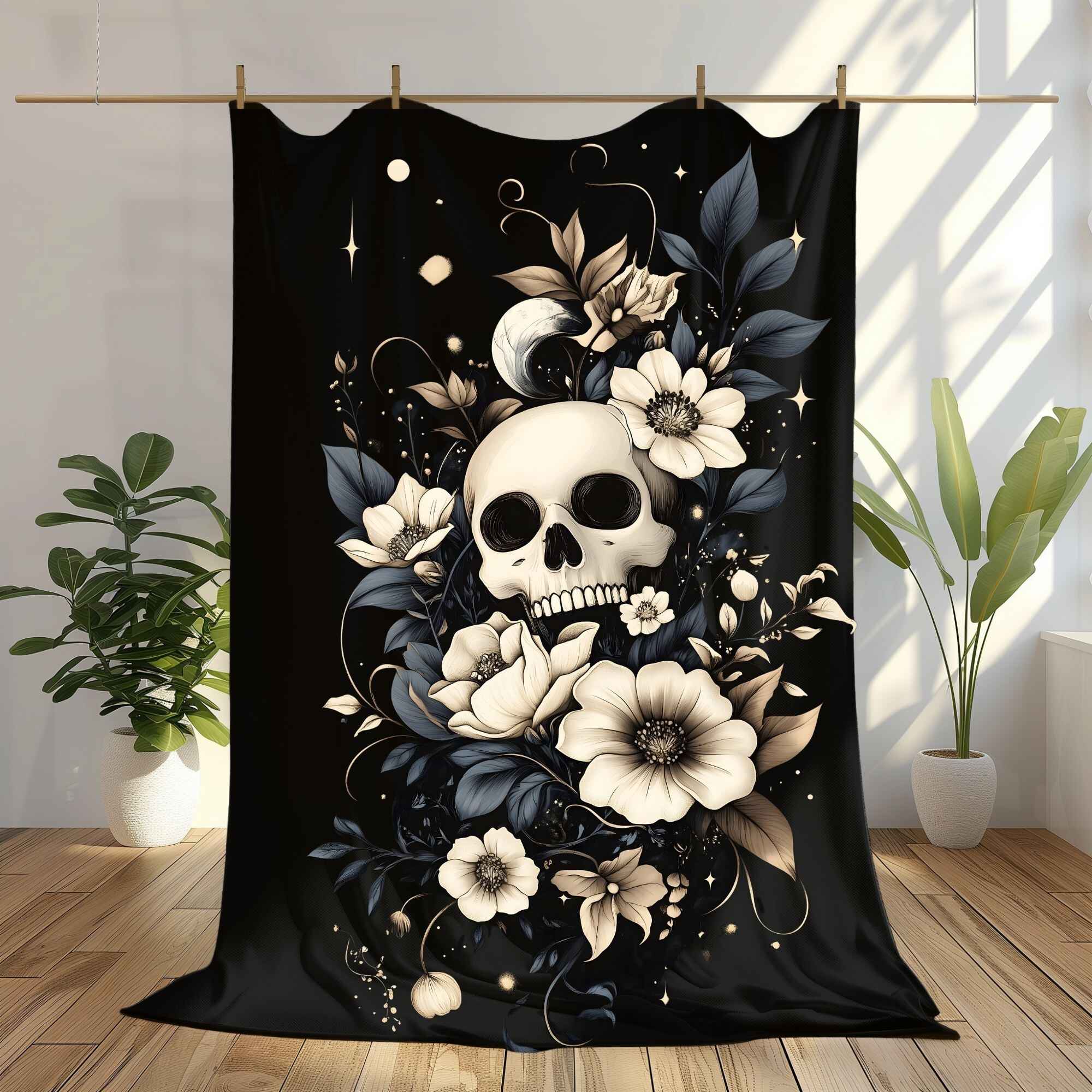 Skull Memento Throw Blanket: Dark Fantasy Home Decor