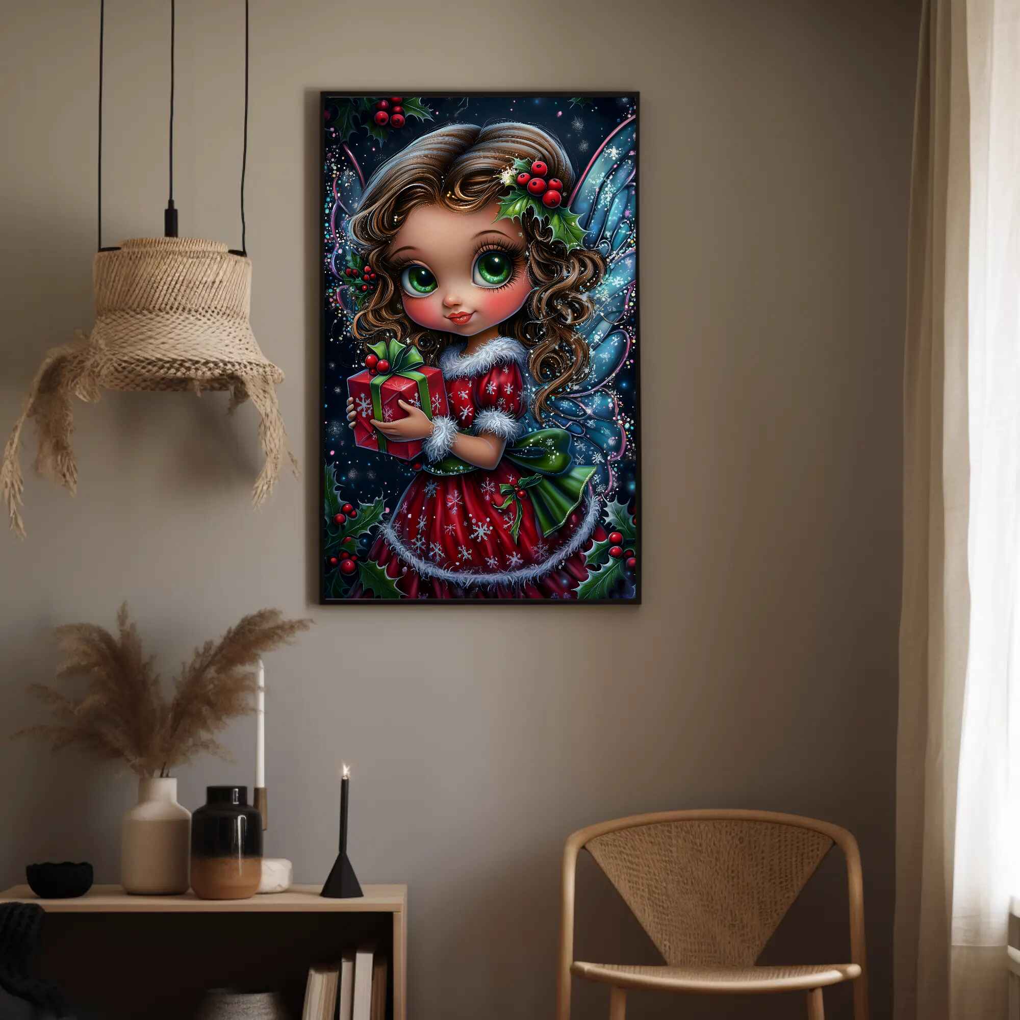 Snowflake Fairy Christmas Wall Art: Holiday Decor