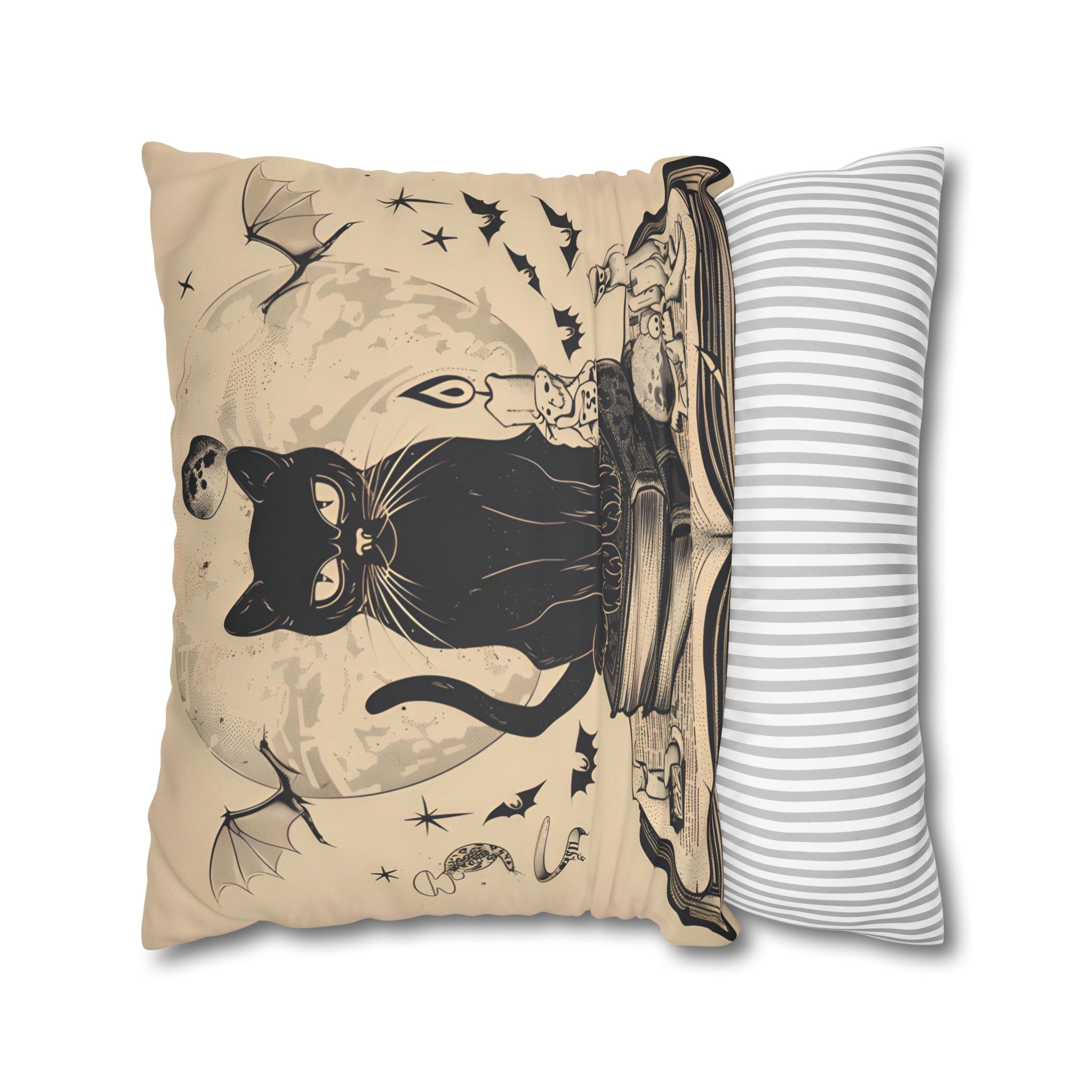 Spellcaster's Companion Throw Pillow: Witchy Black Cat