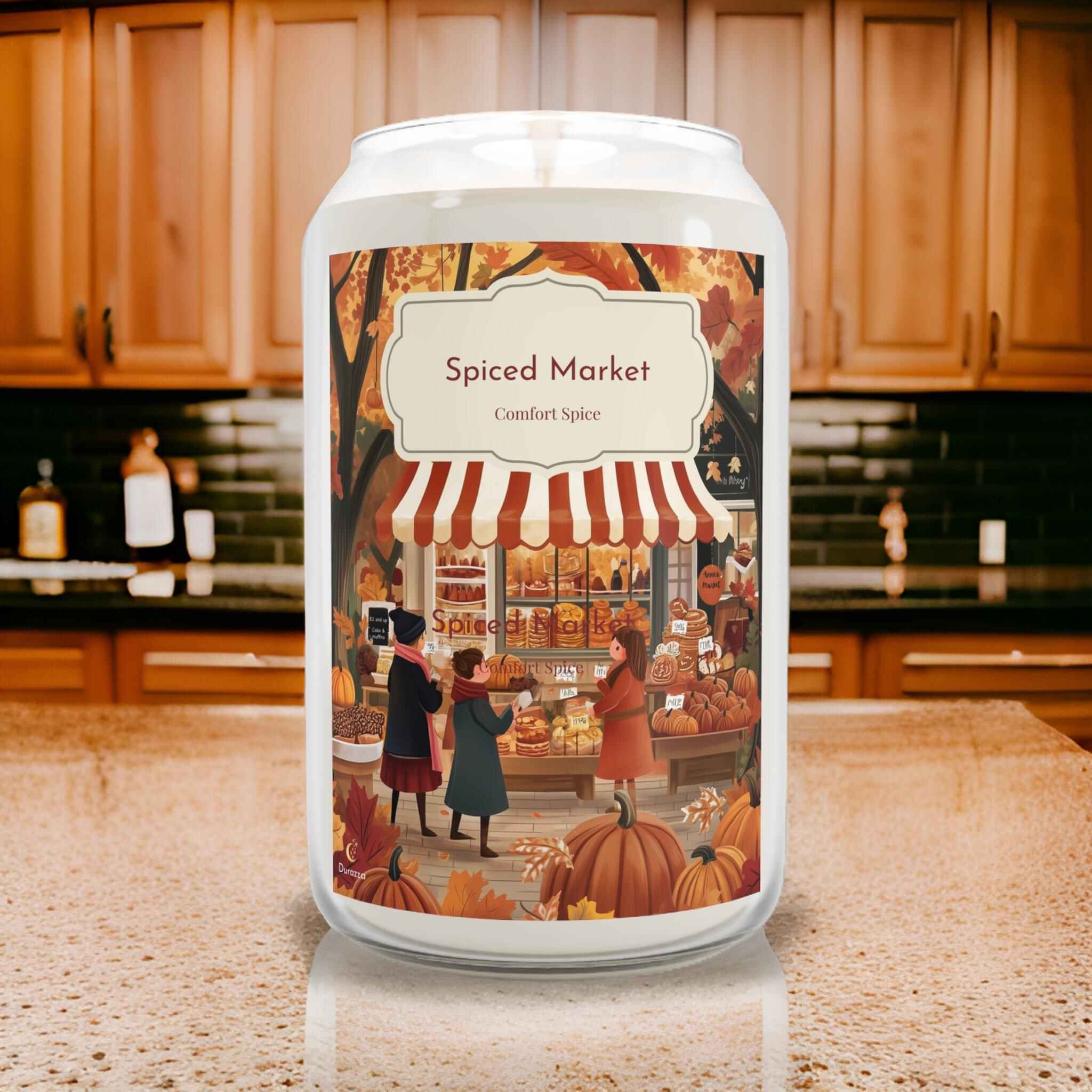 Spiced Market Cinnamon Candle: Hand Poured Soy Wax 14 oz