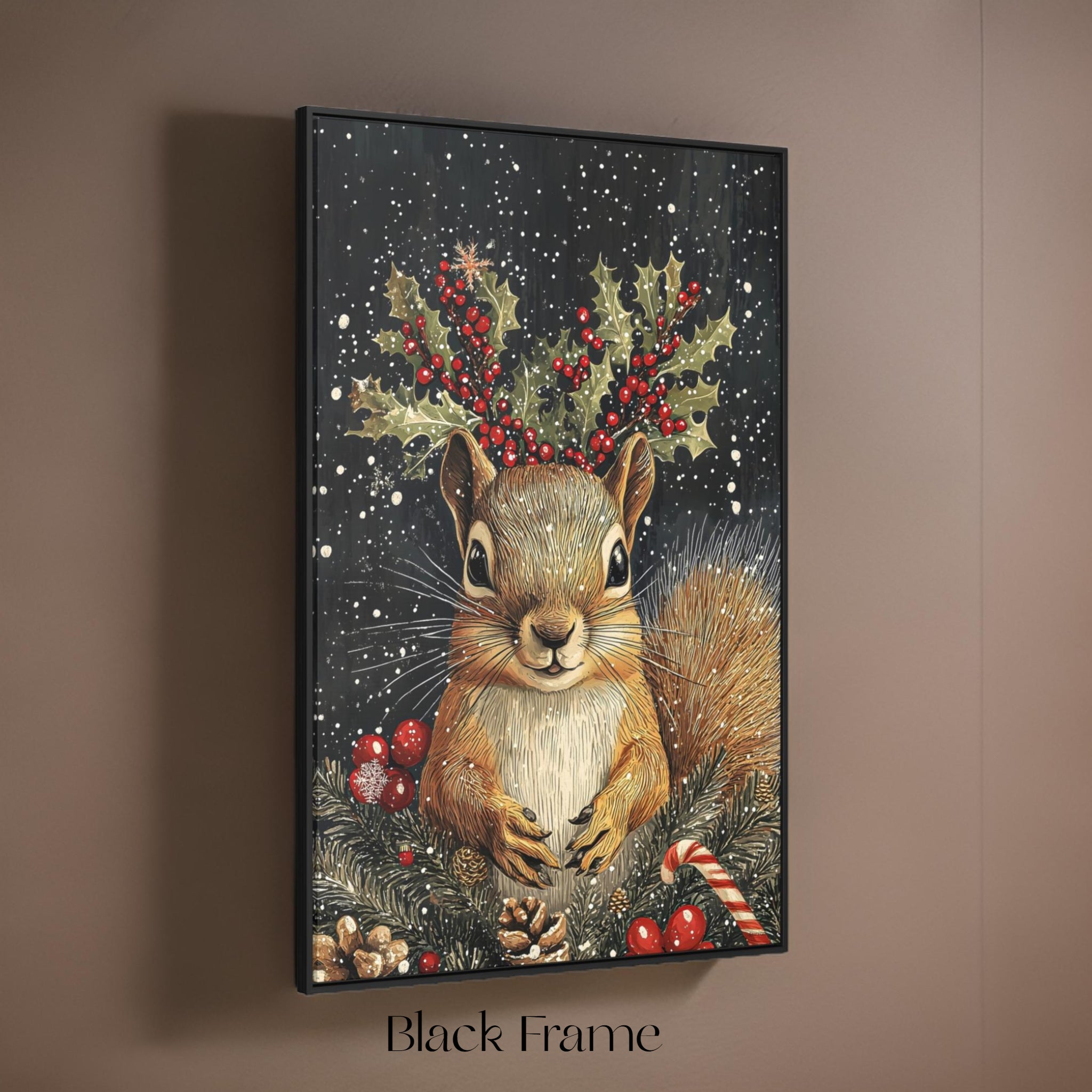 Squirrel's Winter's Tale Wall Art: Animal Holiday Decor