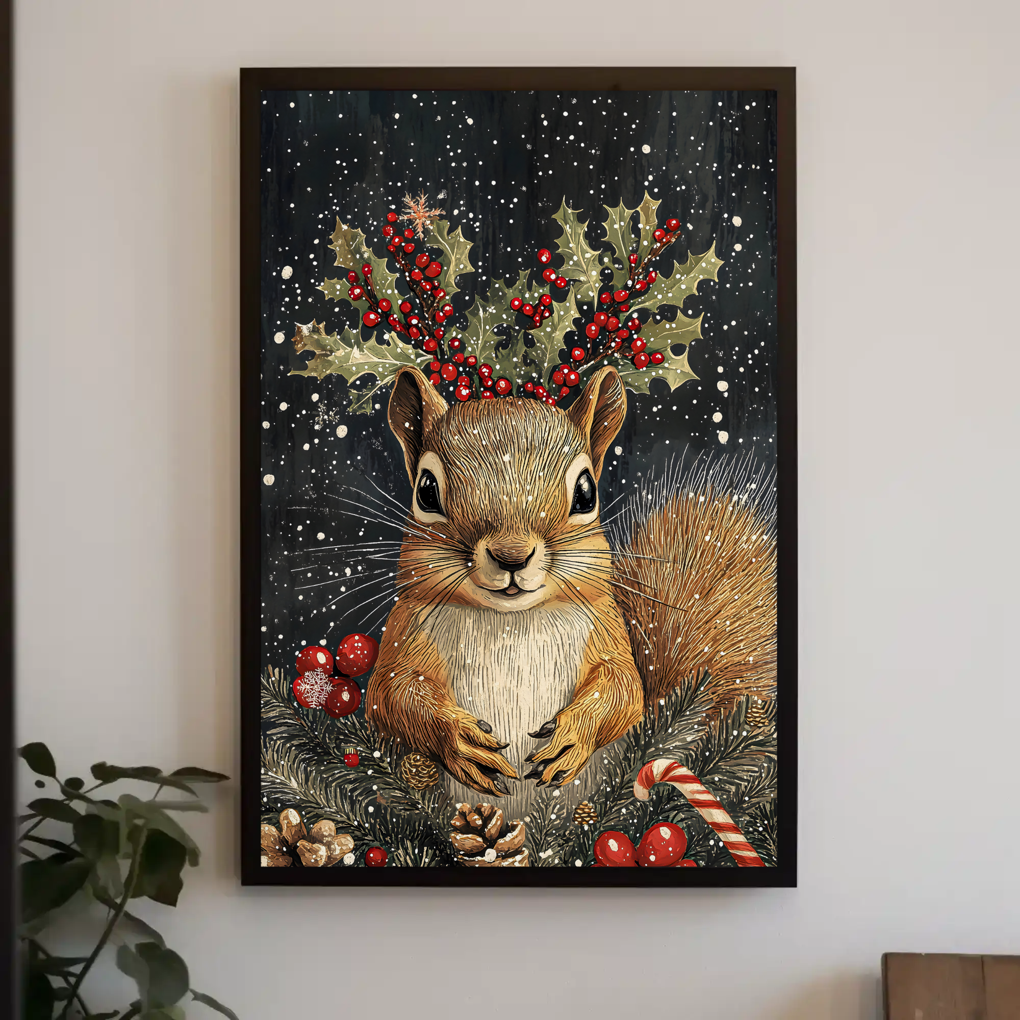 Squirrel's Winter's Tale Wall Art: Animal Holiday Decor