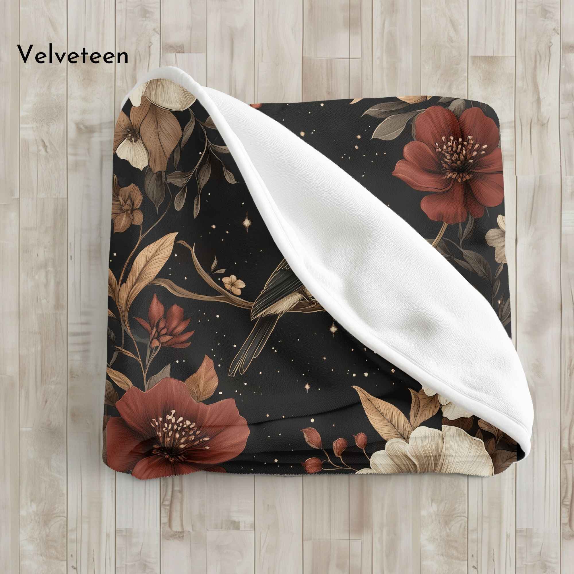 Starry Bird Perch Throw Blanket: Bohemian Gothic Decor