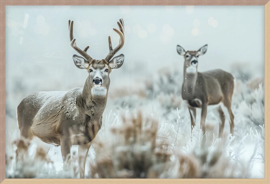 Winter Deer Wall Art: Modern Rustic Decor