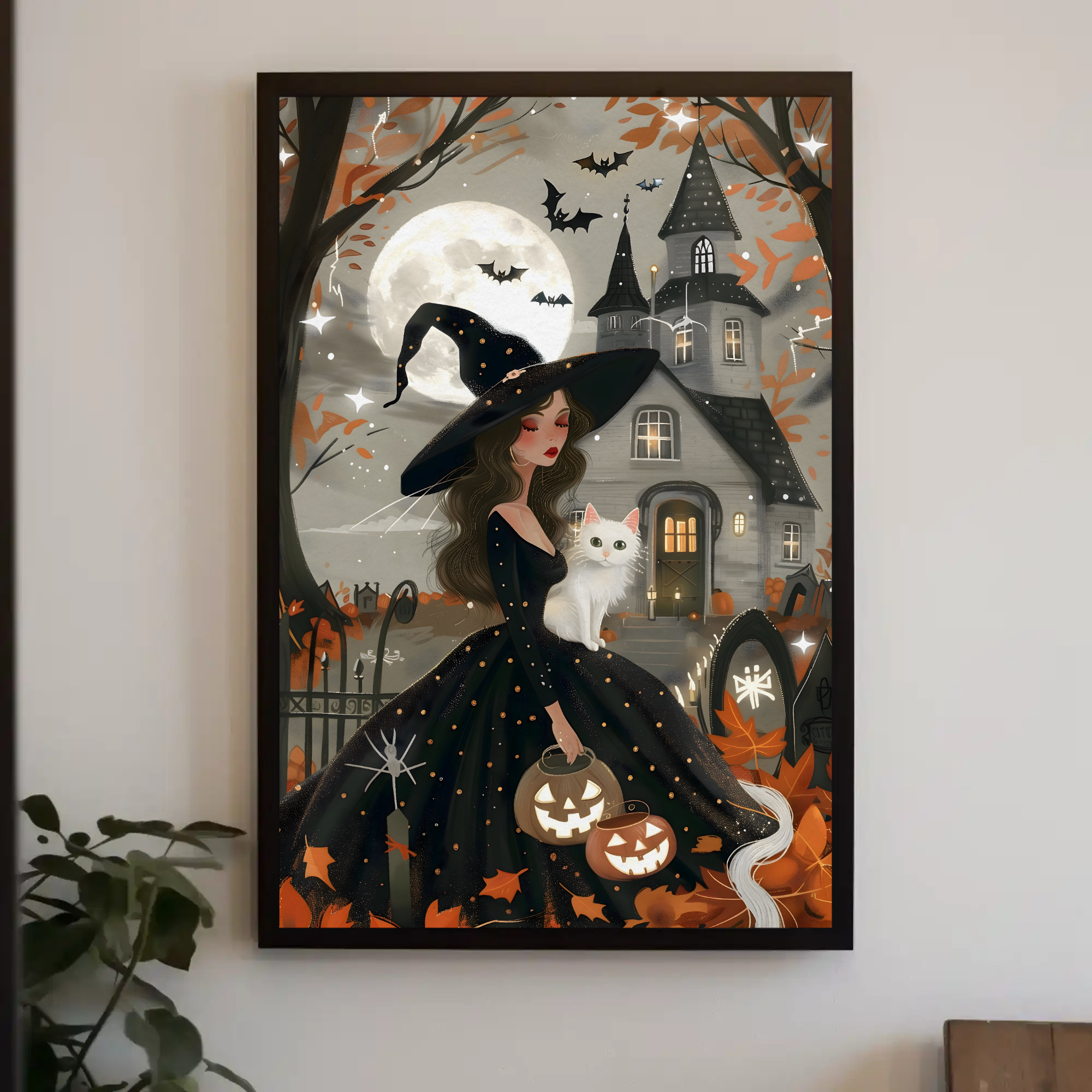 Moonlight Witch Wall Art: Halloween Decor