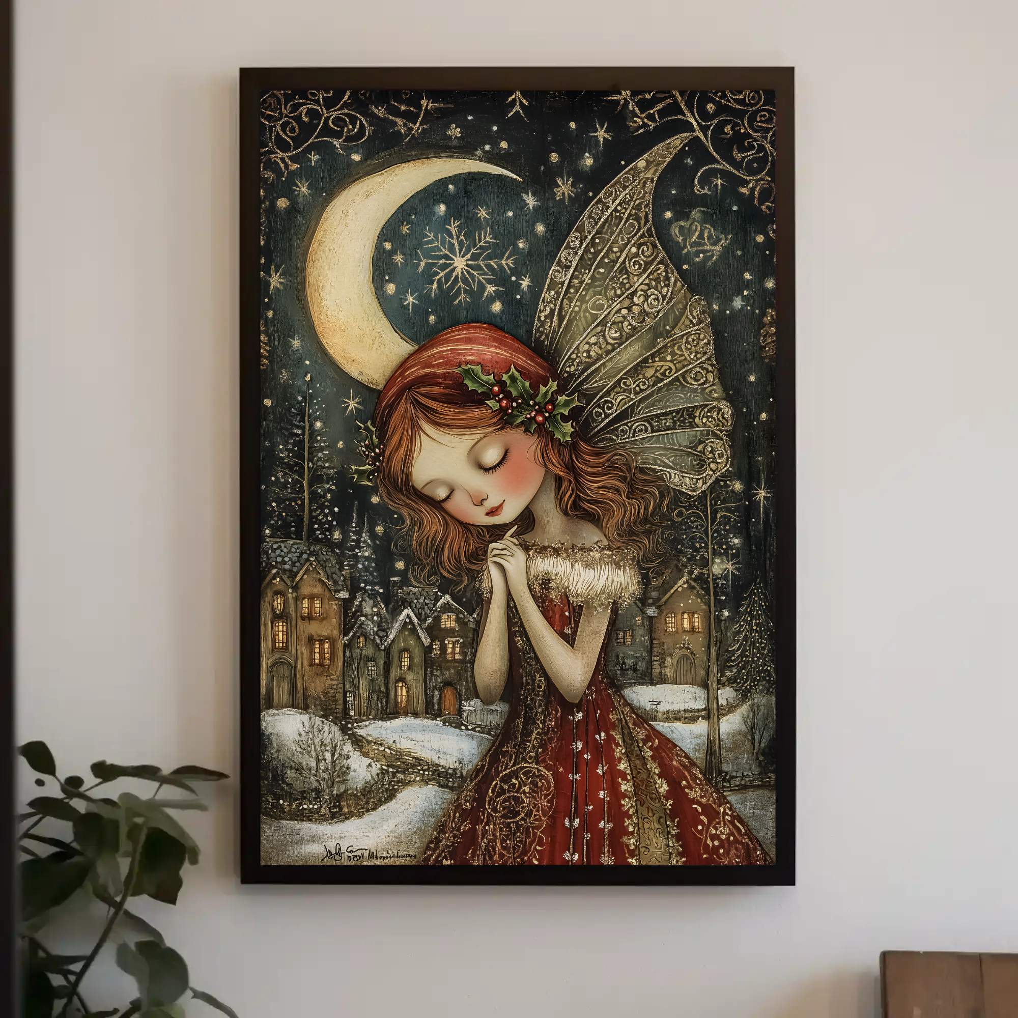 Holiday Frost Fairy Wall Art: Christmas Art